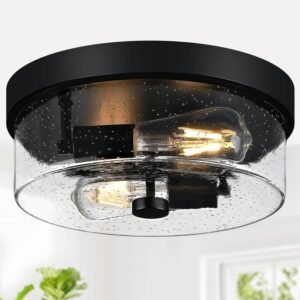 The Farmhouse Gleam | 2-Light Seeded Glass Flush Mount